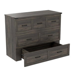 English Elm Murphy Full-Size Cabinet Bed with Built-In Charging Station, Storage Drawer & 700lb Capacity Comfort Gray 52.5 L x 26 W x 5.5 H N733S293995G