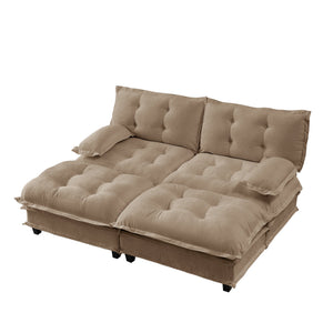 English Elm 77" Chenille Modular Cloud Sofa Plush Deep Seat Sectional with Ottomans for Living Room Light Coffee W714S01693