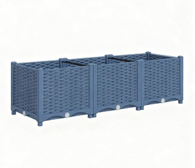 English Elm Outdoor Raised Planter Box with Drainage Reservoir for Herbs Vegetables Balcony T3971P422677