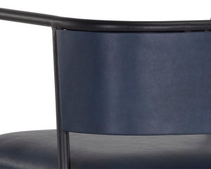 Sunpan Brenan Counter Stool - Elegant Curved Backrest, Unique Faux Leather, Black Metal Frame & Brass Caps Bravo Admiral