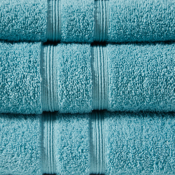 JLA Home 510 Design - 100% Turkish Cotton Aegean 6-Piece Towel Set – 500gsm lightweight, quick-dry, SILVADUR™ antimicrobial protection Aqua 5DS73-0236