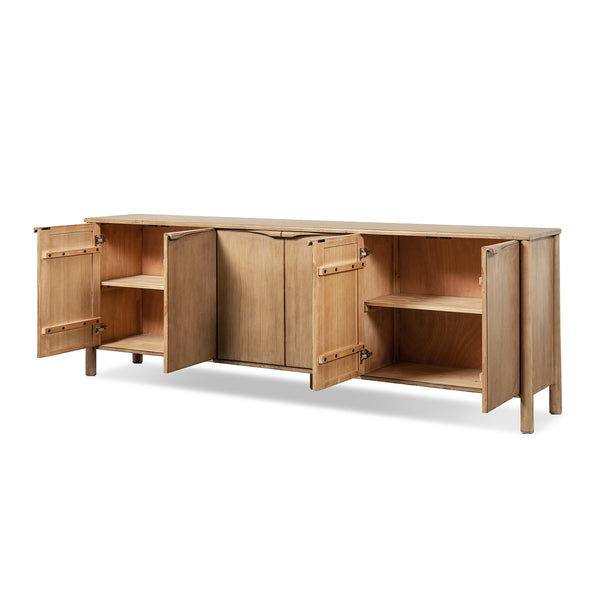 English Elm Nolan Extra Long Reclaimed Pine Six Door Sideboard Rustic Dining Room Storage B2719P489277