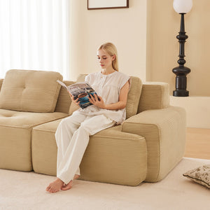 English Elm 117" Modern Modular Sectional Sofa - Stylish Camel Corduroy, Deep Seating, No Assembly, Customizable Comfort W714S01467