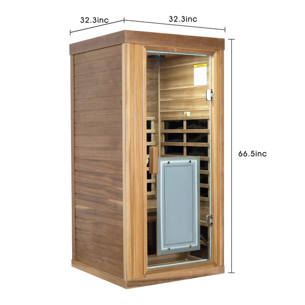 English Elm One Person Far Infrared Cedar Indoor Sauna with Glass Door and Bluetooth Audio W632S00015