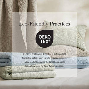 English Elm King Stone Washed Cotton Quilt Set Breathable Garment Dyed Bedroom Comfort Linen B035P496595