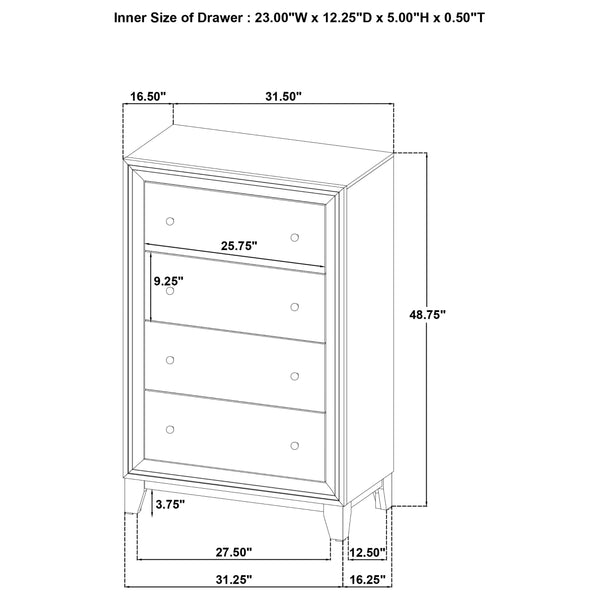 English Elm Bren Five Drawer Chest Rubberwood Grain Build Farmhouse Bedroom Storage B062P451890