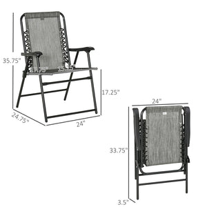English Elm Outsunny Set Of 2 Portable Folding Bungee Sling Chairs For Camping, Beach, Backyard, Gray Mesh W2225P174102-GIGA