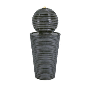 English Elm Christopher Knight Home® - 31.5"H Tall Striped Concrete Column Fountain with LED Light Effects, Weatherproof Accent for Courtyards N765P324550G