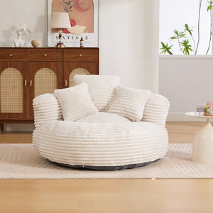 English Elm Bean Bag Sofa Oversized Corduroy Floor Lounge Chair with Armrests Pillows Foam Fill Beige W395P426811