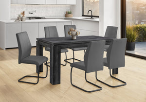 English Elm Dining 60" Rectangular Black Reclaimed Look Dining Table for 6 — Thick Block Legs, Modern MDF Finish B2710P286988