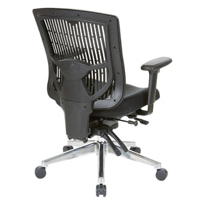 OSP Home Furnishings Contoured Plastic Back Manager Chair with Lumbar Support Foam Seat and Chrome Base 97898CBK-30