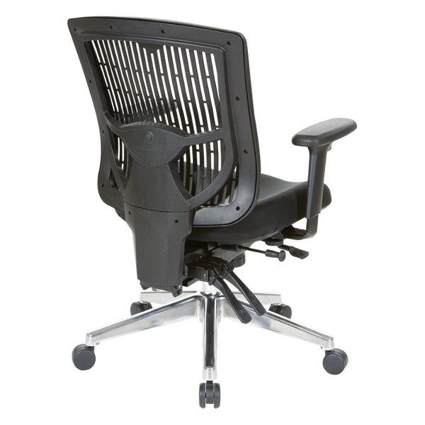 OSP Home Furnishings Contoured Plastic Back Manager Chair with Lumbar Support Foam Seat and Chrome Base 97898CBK-30