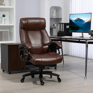 English Elm Vinsetto Big and Tall Office Chair, Pu Leather Desk Chair 400Lb, Brown