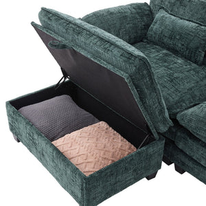 English Elm United Oversized 112" Sectional Sofa Cloud Couch - Modern Chenille L-Shaped With Storage Ottoman & Usb W1568S00191-GIGA