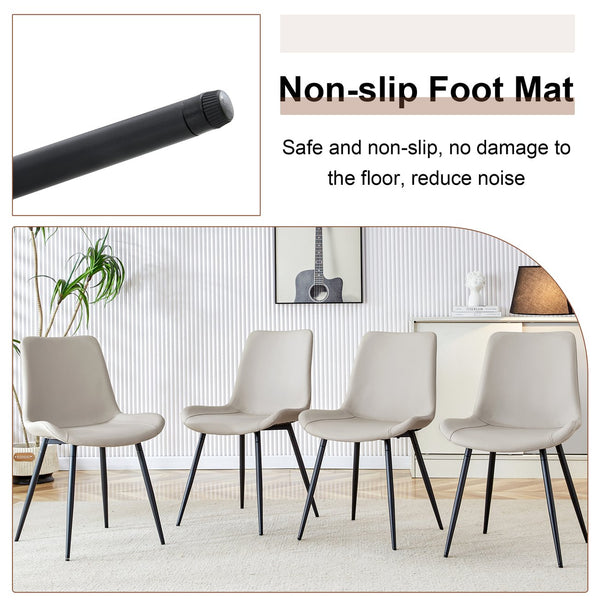 English Elm Scalable Extendable Dining Set Four Chairs Linen Upholstered Walnut Base Modern Walnut+Black,Warm Grey W1151S04717