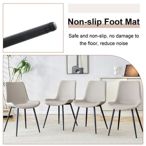 English Elm Scalable Extendable Dining Set with Wood Grain Table and Gray Linen Chairs 8 Piece Walnut+Black,Warm Grey W1151S04719