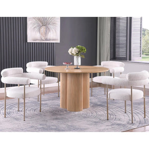 English Elm Set of 2 Boucle Fabric Kitchen Dining Chair with Armrest, Sleek Stainless Steel Frame, Cream Finish Gold+Creamy White 53 L x 28 W x 12 H B011P353075