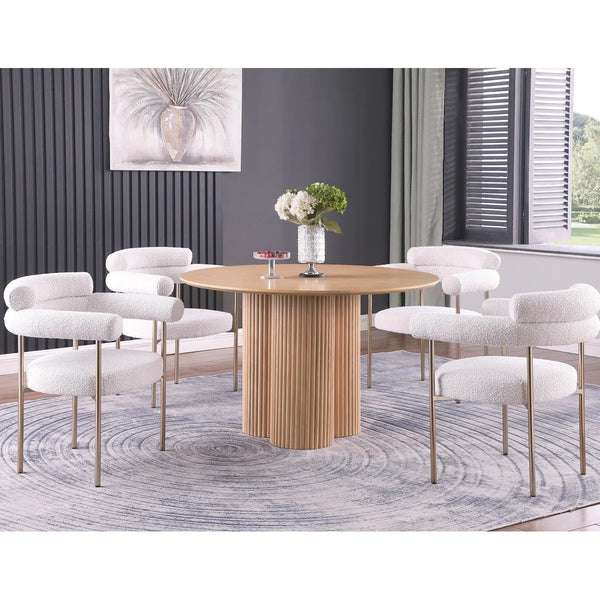 English Elm Set of 2 Boucle Fabric Kitchen Dining Chair with Armrest, Sleek Stainless Steel Frame, Cream Finish Gold+Creamy White 53 L x 28 W x 12 H B011P353075