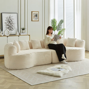 English Elm Curved Chenille Sectional Sofa Oversized Four Seat Cloud Foam Living Room Lounge W3505P355585