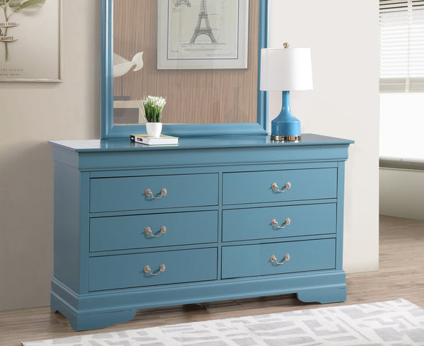 English Elm Louis Louis Phillipe G3160-BC 4 Drawer Chest with Carved Bases Curved Mouldings and Durable Drawers Teal 37 L x 62 W x 20 H B078108229