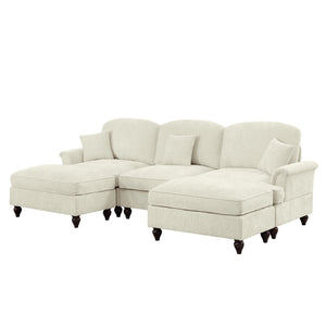 English Elm Classic Comfy Modular U-Shape Sectional Sofa: Stylish Chenille Couch With Flared Arms & Ottomans W3041S00235