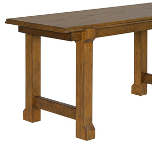English Elm Trexm Farmhouse Dining Set Seats Six Oak Veneer Table Mixed Chairs Bench Included Beige,Walnut ST000156AAD