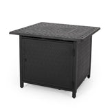 Christopher Knight Home® - Noble House - Aspen Outdoor Square Aluminum Fire Pit, Matte Black