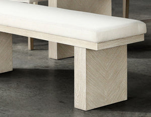 English Elm Modern Farmhouse Bench 59"W x16"D x19"H Natural Wood Finish Upholstered Seat Seats 2-3 Comfortably B2741P366703