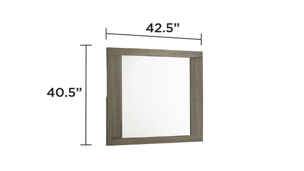 English Elm Gem Modern Mirror in Beige & Brown Wood Frame — Large Reflective Surface, Sleek Clean-Lined Design, Enhances Light and Space B009P254154
