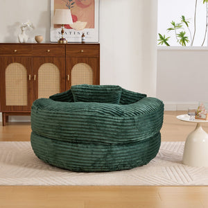 English Elm Bean Bag Sofa Oversized Corduroy Floor Lounge Chair with Armrests Pillows Foam Fill Emerald W395P426813