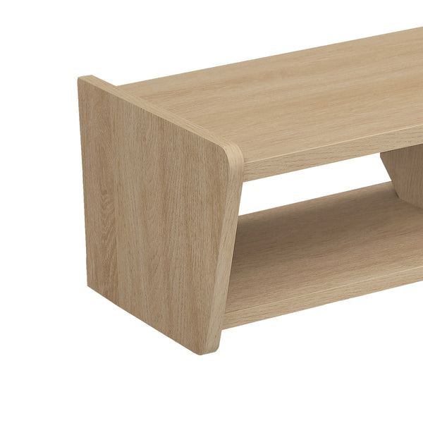 English Elm Walker Edison - Modern Wall-Mounted Floating TV Stand Coastal Oak – Minimalist MDF Shelf for TVs up to 70", 5 Cubby Storage, Cord Management, Hardware Included Light Brown 69 L x 14 W x 4 H B185P168908