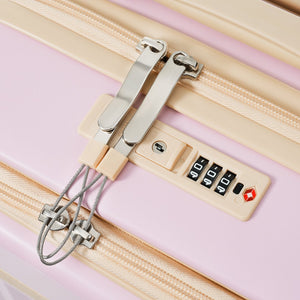 English Elm Luggage 3 Piece Abs Hard Shell Set with Usb Port Front Access and Spinner Wheels Pink N726P307555P