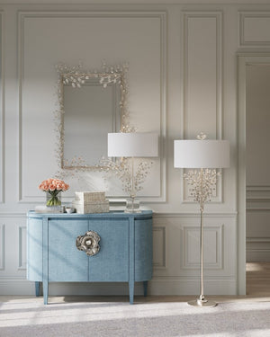 Currey & Company Forget-me-not Rectangular Mirror - Elegant Crystal-embellished Frame With Luxurious Beveled Edge Design Silver Crystal ,Metal ,Glass 1000-0162-currey-company