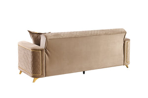 English Elm Lisa 3 Piece Living Room Sofa Set Copper Upholstery Birch Frame Gold Steel Legs B009S02226