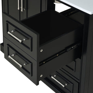 English Elm 36" Traditional Bathroom Vanity with Ceramic Sink, Solid Wood Cabinet, Soft-Close Doors & Drawers Black N729P251630B