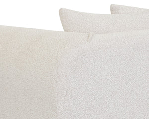 Sunpan Caspian Sofa - Luxe Boucle Copenhagen White Upholstery with Light Oak Base for Ultimate Comfort