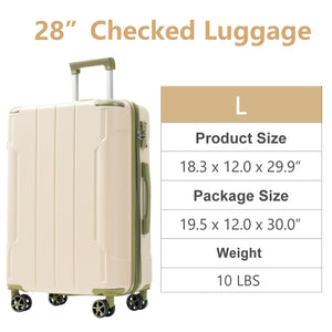 English Elm Hardshell Abs Checked Suitcase with 360 Spinner Wheels Expandable Tsa Lock 28 Inch White+Green N730P296747I
