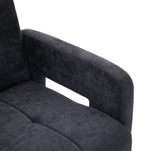 English Elm Nordic Ergonomic Double Armchair Upholstered Chenille Two-Seater Sofa 550lb Capacity Compact Lounge Chair Black W395P380537
