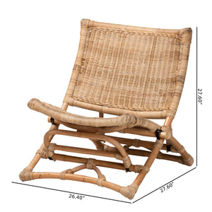 English Elm Modern Handcrafted Rattan Foldable Lounge Chair Bohemian Woven Seat for Boho Interiors B2750P470077