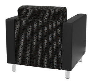 OSP Home Furnishings Pacific Club Armchair with Vinyl Upholstery and Chrome Legs for Modern Living Rooms PAC51-K101/R107