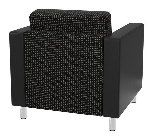 OSP Home Furnishings Pacific Club Armchair with Vinyl Upholstery and Chrome Legs for Modern Living Rooms PAC51-K101/R107
