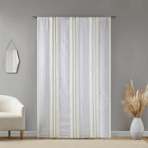English Elm 2Pk Elegant Tufted Stripe Curtain Panels - White/Taupe, 50X95", Light Filtering & Machine Washable B035P268154