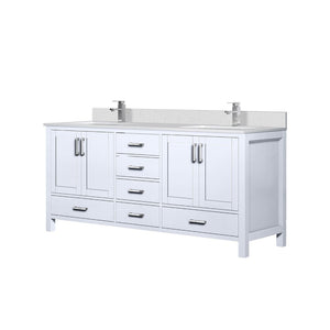 English Elm White Double Bath Vanity 72" W With Cultured Marble Top, Soft-Close Drawers, And Faucet Set Included B2731P259099-GIGA