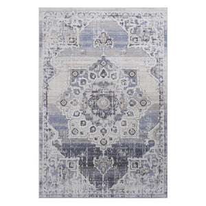 English Elm Payas Timeless Cream & Blue Medallion Area Rug - Durable, Stain-Resistant, Soft Medium Pile Design B189P183572-GIGA