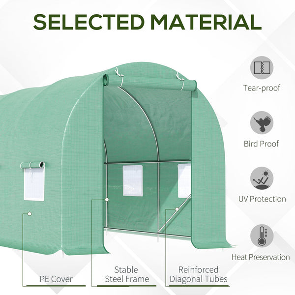 English Elm Walk-in Tunnel Hoop Greenhouse Galvanized Steel Frame Uv Resistant Pe Cover Backyard T3971P384775