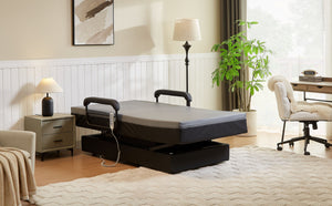 English Elm Hi-lo Adjustable Twin Bed with Motorized Lift Memory Foam Mattress Certipur Certified B2699S00089