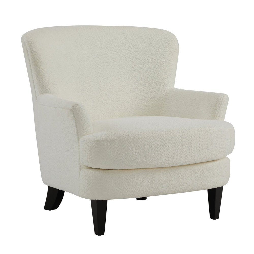 English Elm Christopher Knight Home® - Gerald Boucle Upholstered Club Chair with Tapered Birch Legs, Tonal Piping and Cozy Texture Black,Off White 33 L x 32.75 W x 30 H N776P243523W