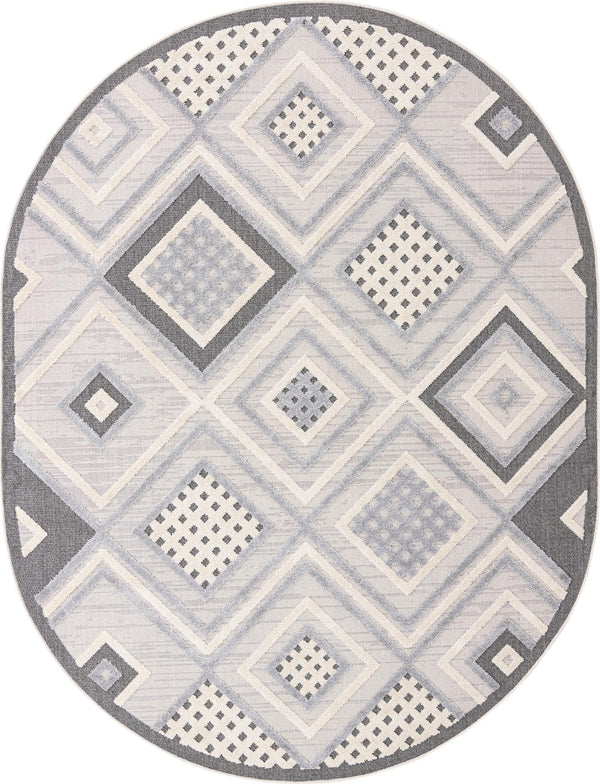 Unique Loom Arlo Hannah Machine Made Geometric Rug Sandy Beige, Gray/Beige/Black 7' 10" x 10' 0"