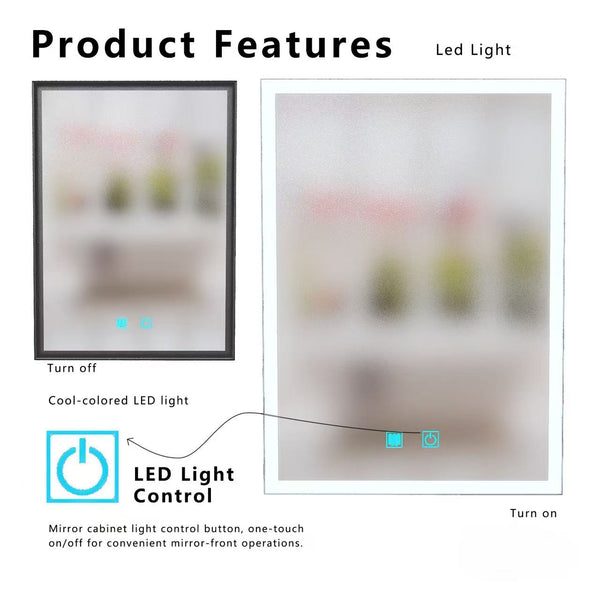 English Elm Led Aluminum Medicine Cabinet with Anti Fog Mirror and White Light for Bathrooms W3083P417741