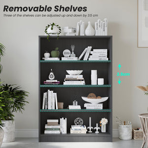 English Elm Grey 4-Shelf Modern Bookcase - Stylish Storage For Bedroom, Living Room, Or Office - Durable & Adjustable T3623P379655